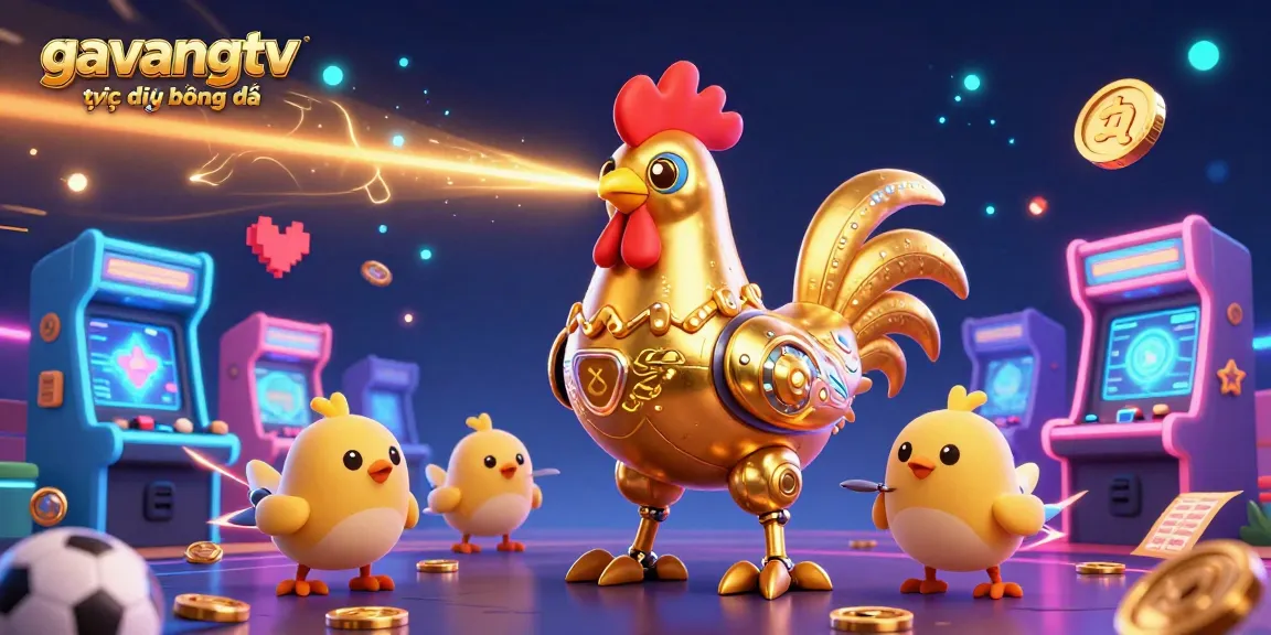 Experience dynamic sports betting action with gavangtv trực tiếp bóng đá featuring a golden rooster robot and interactive game elements.