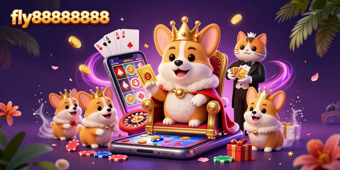 Join the excitement with fly88888888 as the royal corgi reigns over the casino world!
