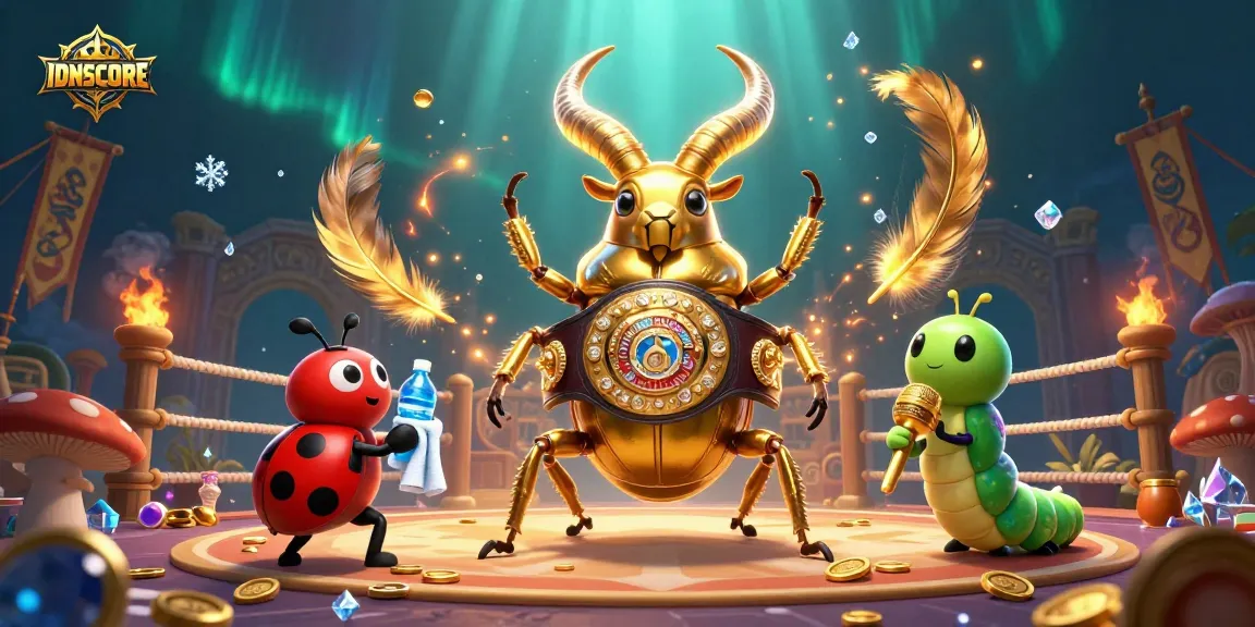 Experience IDNSCORE at a lively casino fight featuring unique characters in an engaging illustration