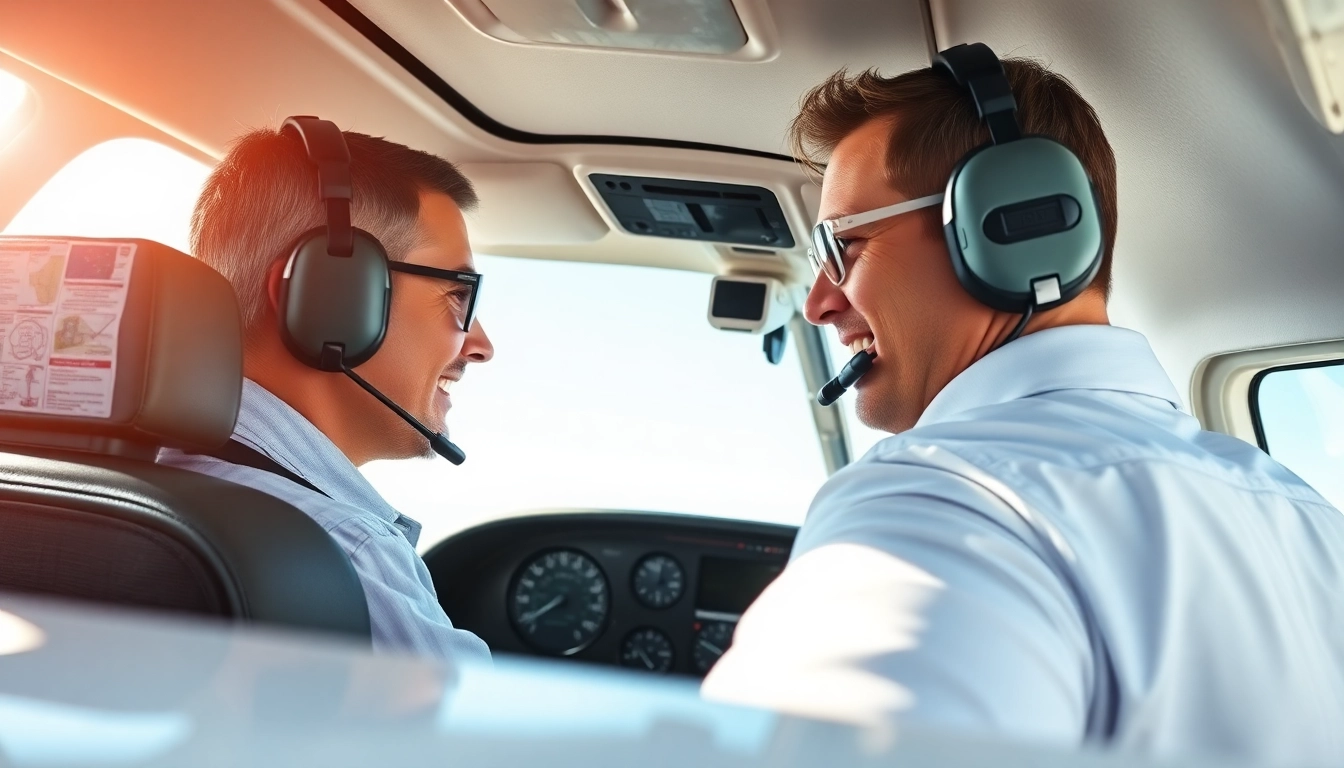 Engaging flight training near me session featuring a dedicated instructor with a student pilot in cockpit.