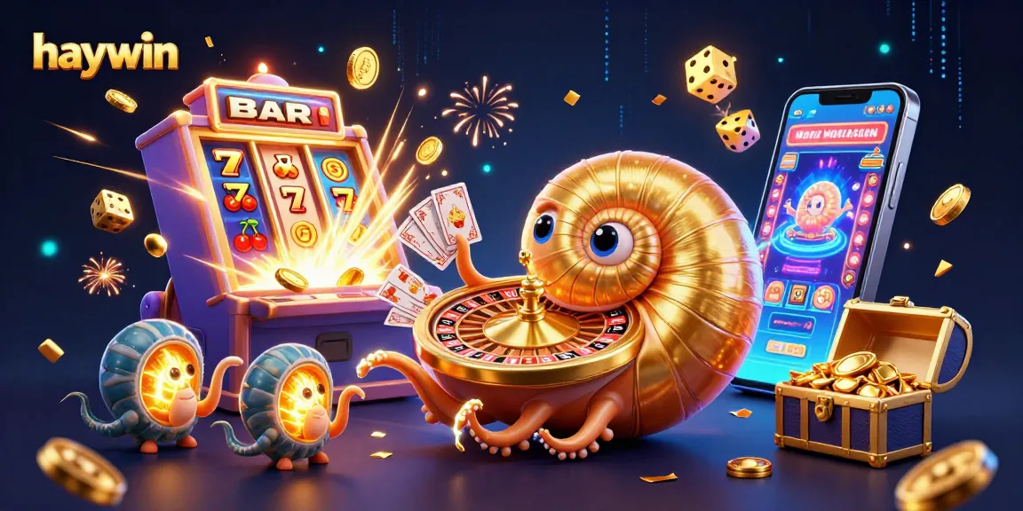 Experience excitement at haywin with a dynamic casino scene featuring a giant nautilus roulette wheel.