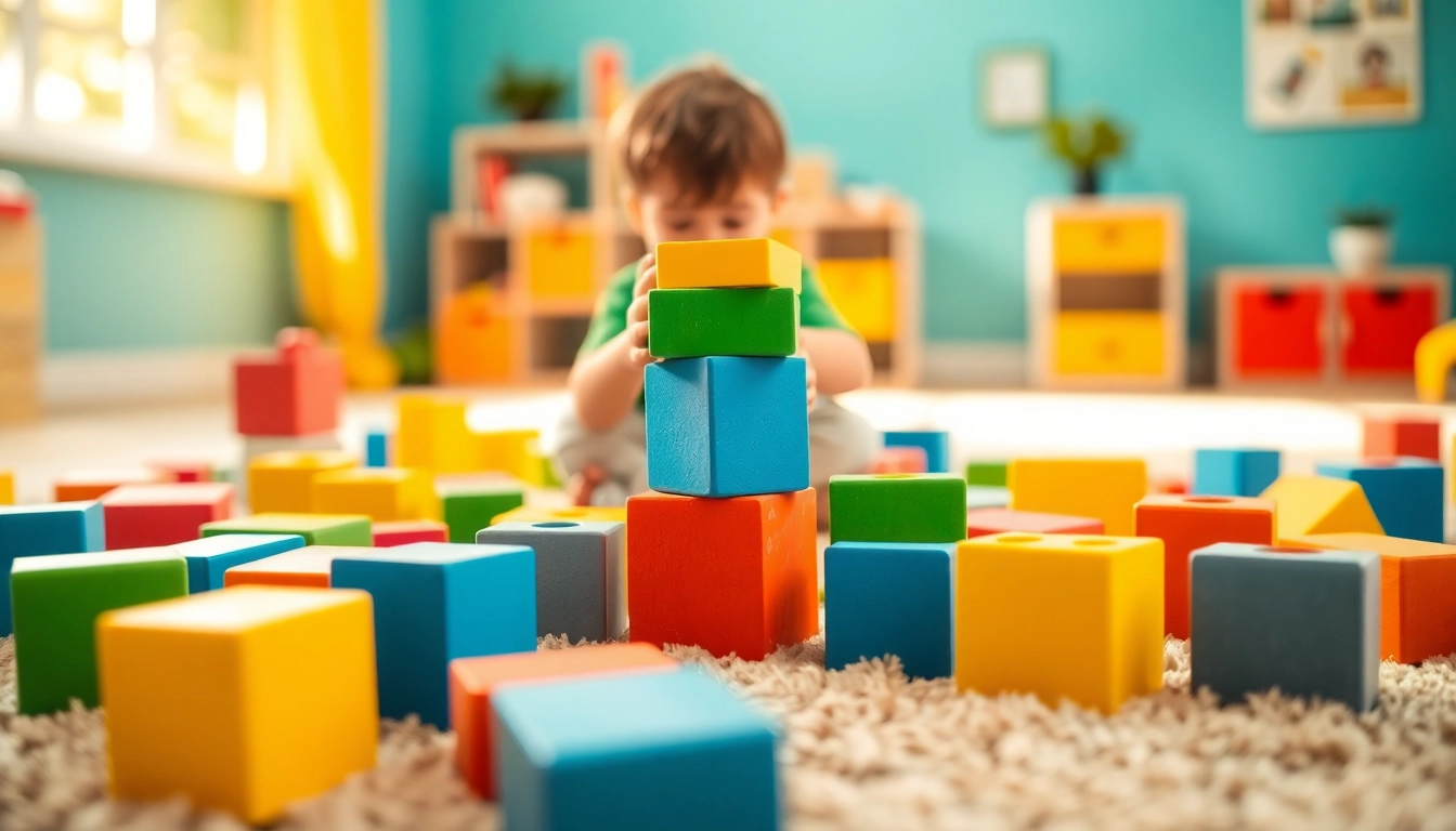 Engaging child stacking colorful soft building blocks, click here to learn more about safe play options.