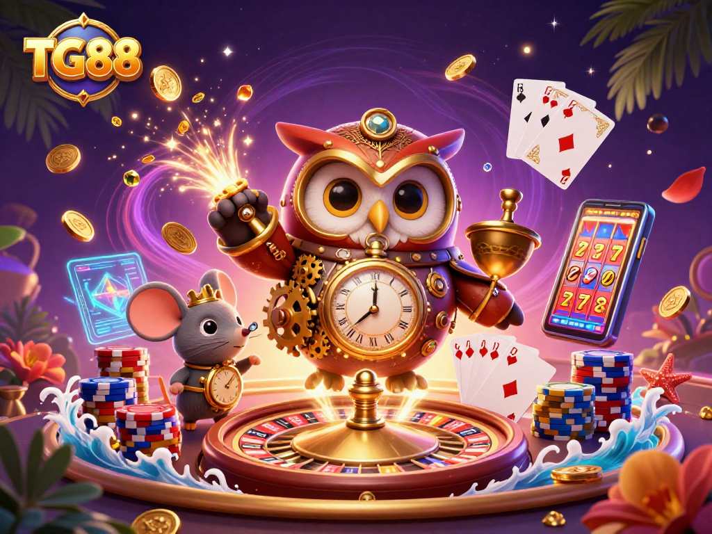 Experience the thrill of TG88 with dynamic casino elements and energy-packed illustrations.