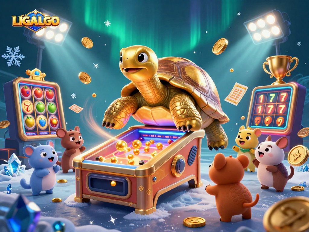 LIGALGO offers an immersive gaming experience with vibrant slots elements surrounded by animated characters.