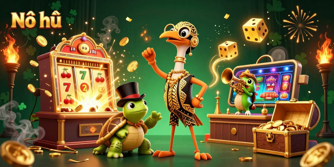 Nổ hũ jackpot excitement with a lively speakeasy scene featuring animated characters and dynamic slot elements.