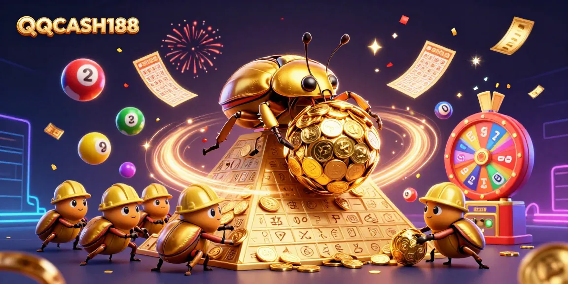Experience the excitement of QQCASH188 with vibrant games and golden winnings illustrated in a dynamic casino scene.