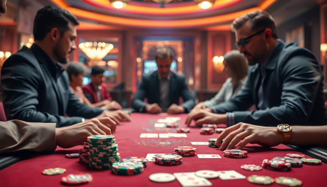 Permainan Poker88 dengan suasana kasino yang dinamis dan penuh semangat.