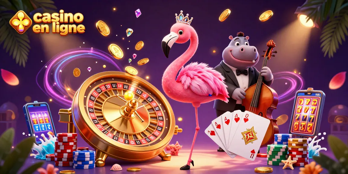 Profitez du casino en ligne avec cette scène colorée montrant des gains réels et ambiance festive.