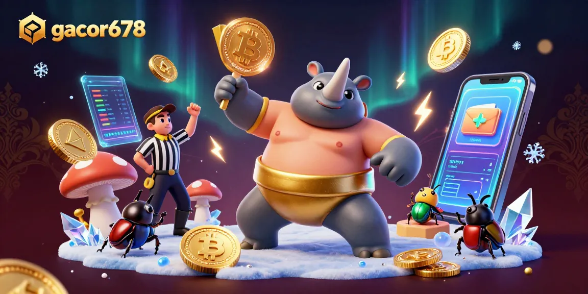 Engage in thrilling crypto gaming with gacor678, featuring a vibrant beetle showdown and neon coin action.