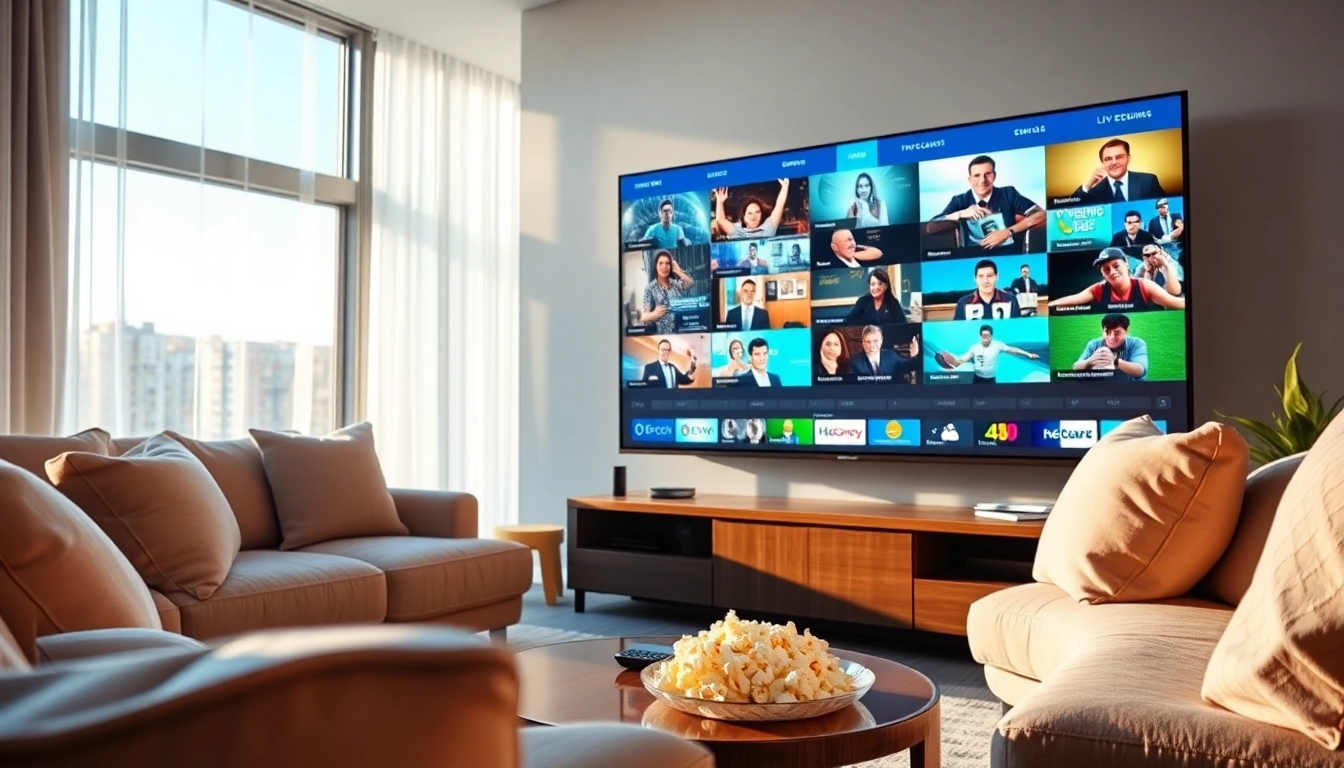 Experience the best free trial iptv streaming in a modern living room setup.