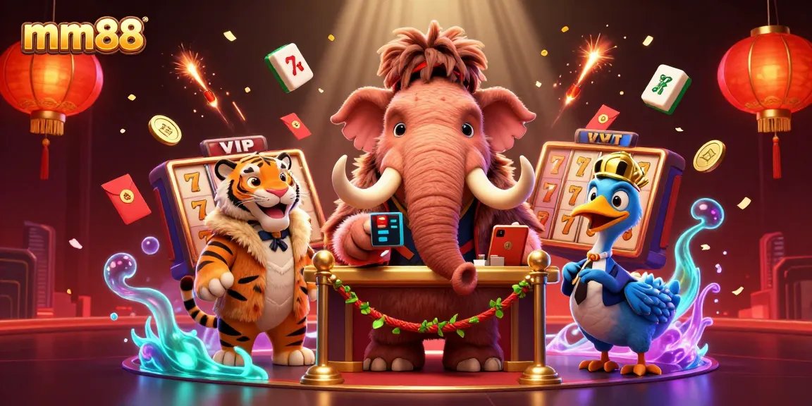 Experience the thrill of mm88 with a vibrant, action-packed casino scene featuring cartoon characters and engaging elements.