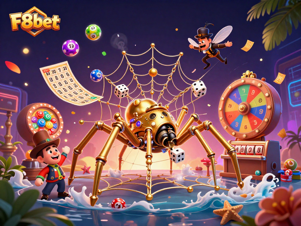 Engage in thrilling opportunities with F8bet through a vibrant and dynamic gambling illustration.