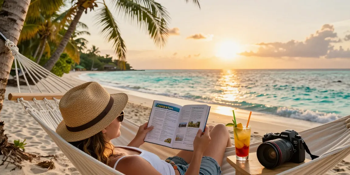Luxury and custom tour packages showcased with a traveler at a serene beach destination enjoying bespoke experiences.