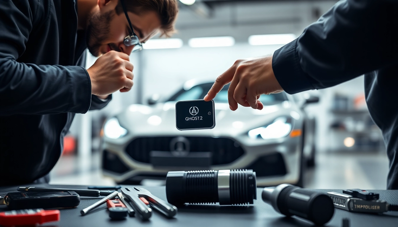 Technician installing a Ghost 2 immobiliser, highlighting premium vehicle security.