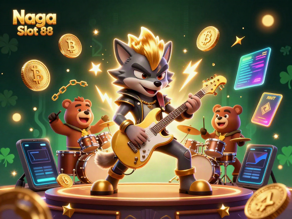 Unleash winning potential with Naga Slot 88, featuring exciting 3D casino characters and elements.
