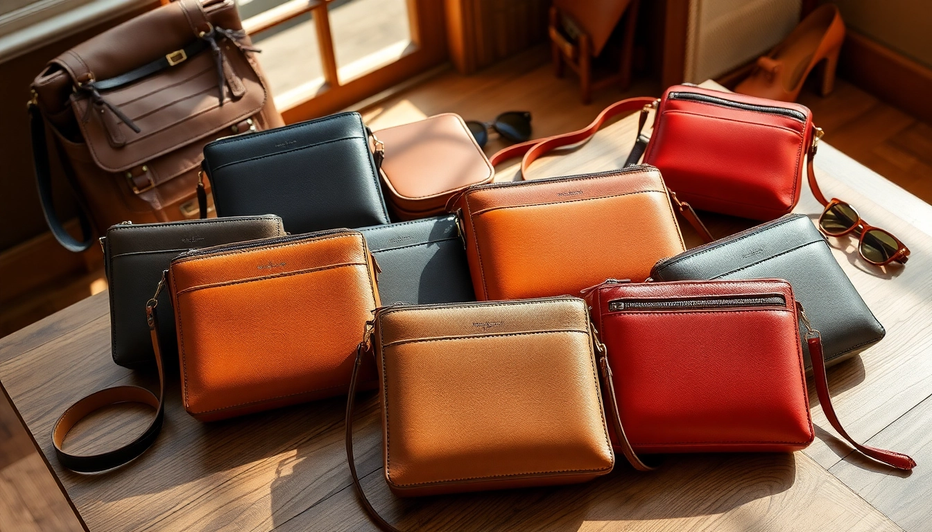 Showcase montana west crossbody purses on a stylish wooden table with natural lighting.