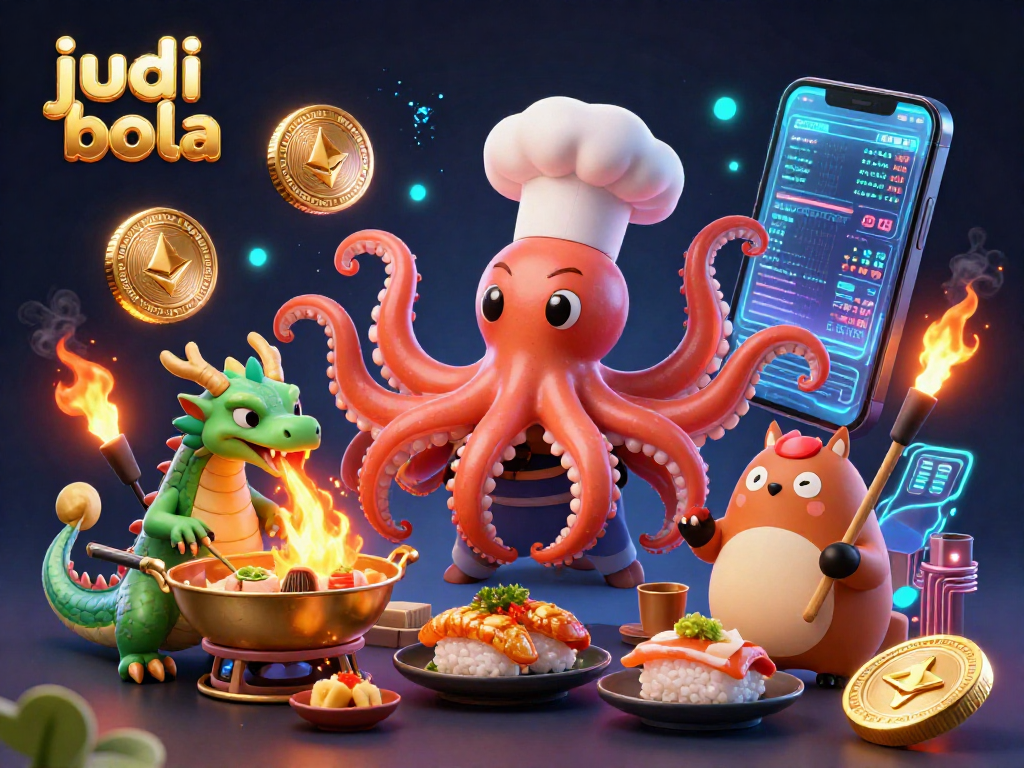 Engage in judi bola excitement with dynamic sports betting elements in a vibrant 3D illustration.