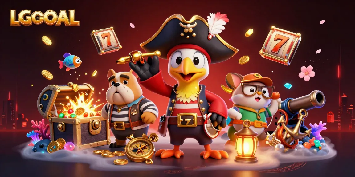 Experience thrilling wins with LGOGOAL in a vibrant pirate-themed 3D casino scene.