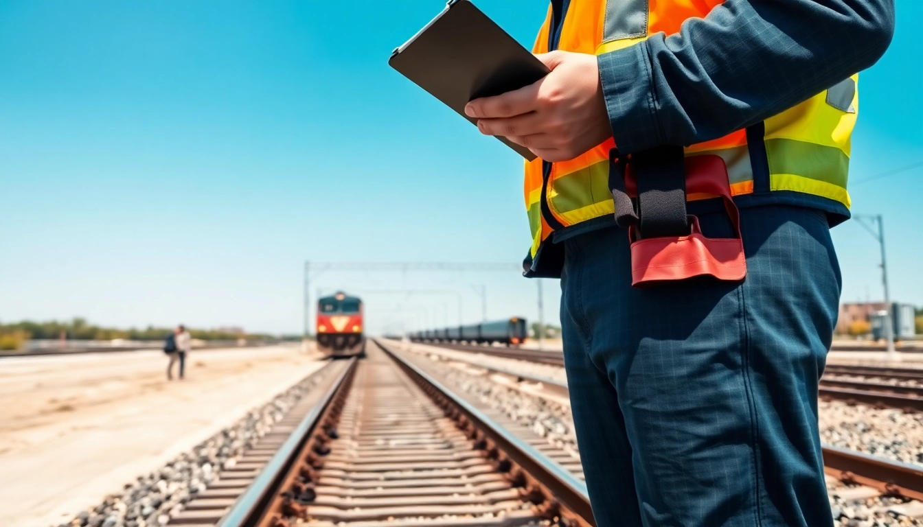 Track Inpection by a safety-conscious inspector on vibrant railway lines.