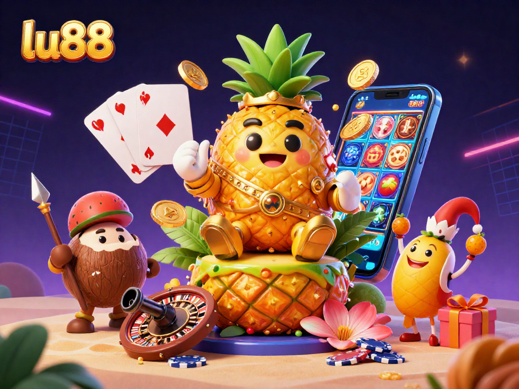 Engage in thrilling gameplay with lu88’s vibrant atmosphere featuring the golden pineapple king and exciting casino elements.
