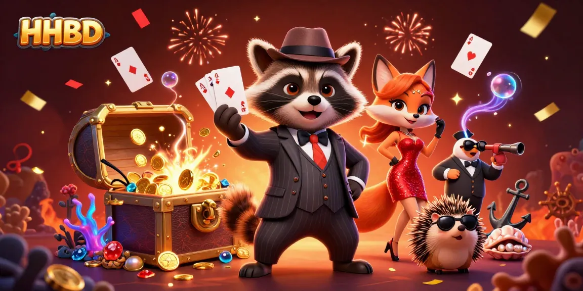 Experience the thrills of HHBD with a stylish raccoon and friends celebrating victory!