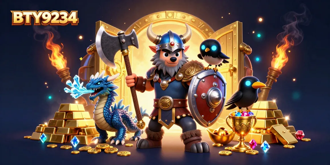 BTY9234 showcases an epic Viking wolf warrior and dragon, capturing the thrill of online gambling.