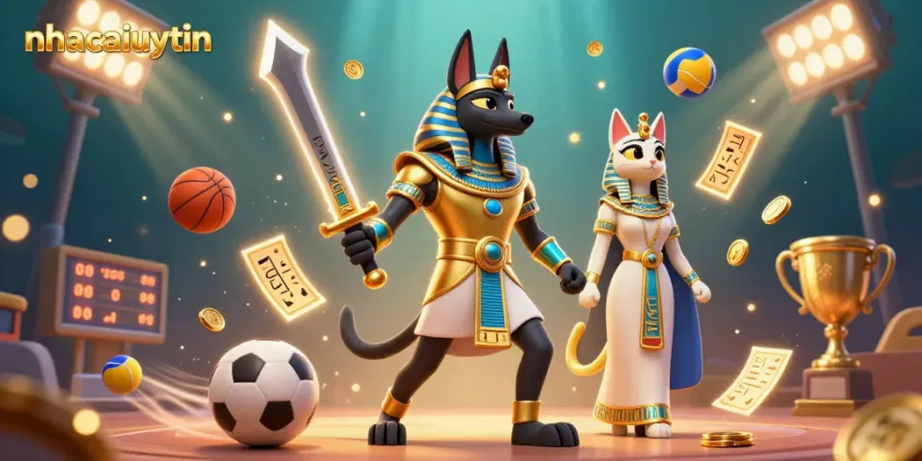 Experience thrilling bets with nhacaiuytin as Anubis and Bastet illuminate the sports betting world.