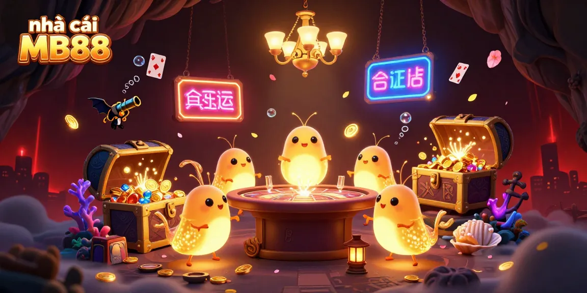 Experience thrilling games with nhà cái MB88 in a vibrant underwater casino scene illuminated by glowing glowworms.