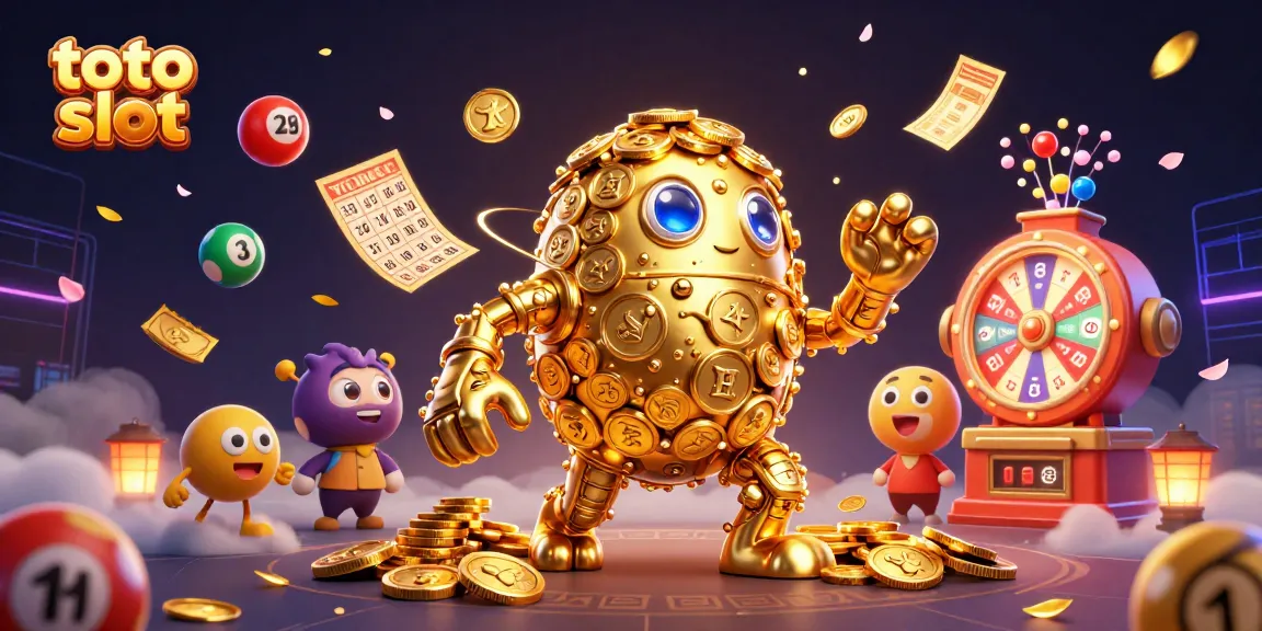 Experience the excitement of toto slot with vibrant gaming elements in a 3D illustration.