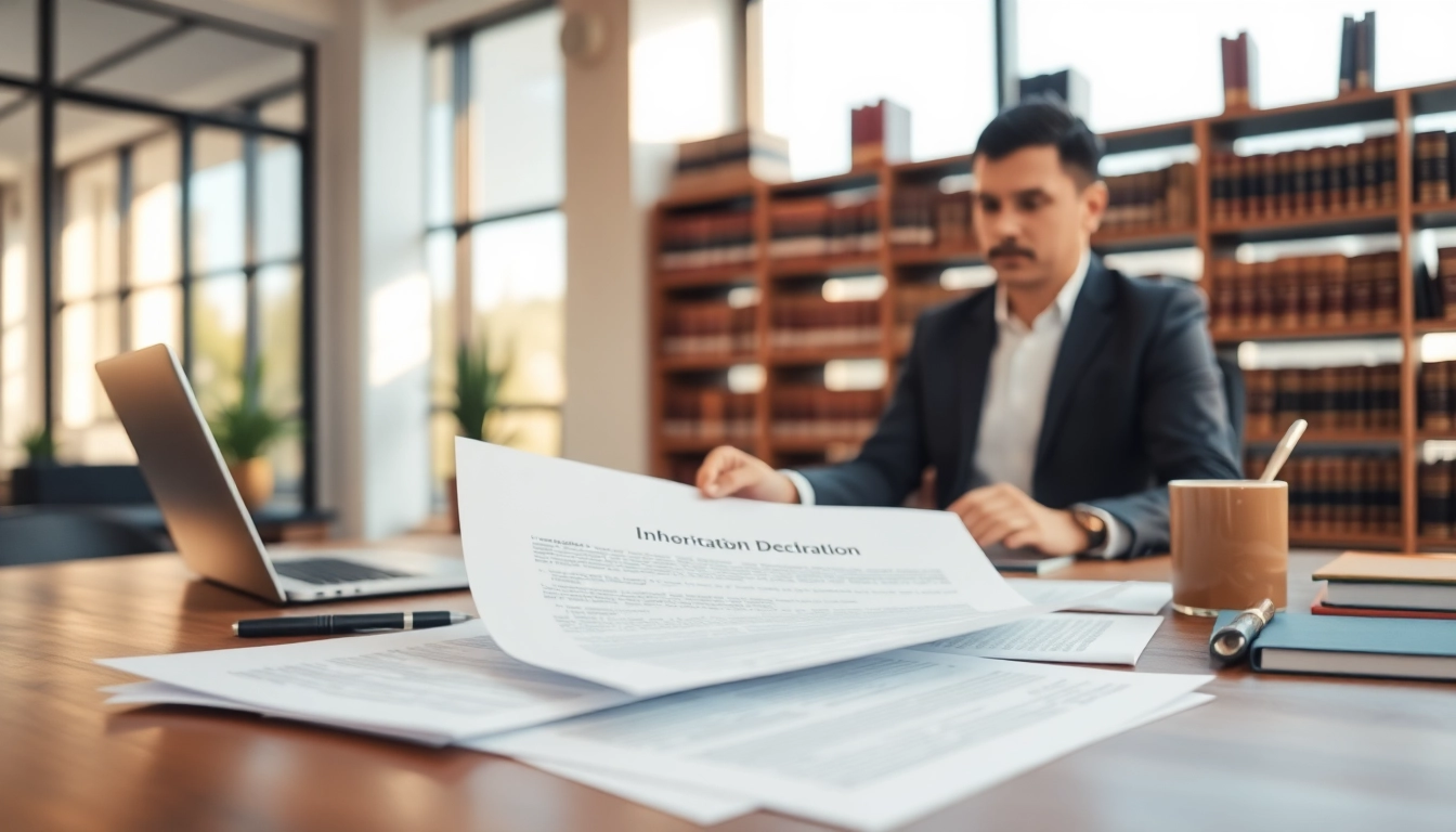 Erbantrittserklärung Österreich: Rechtsberater prüft Erbantrittserklärung in modernem Büro.