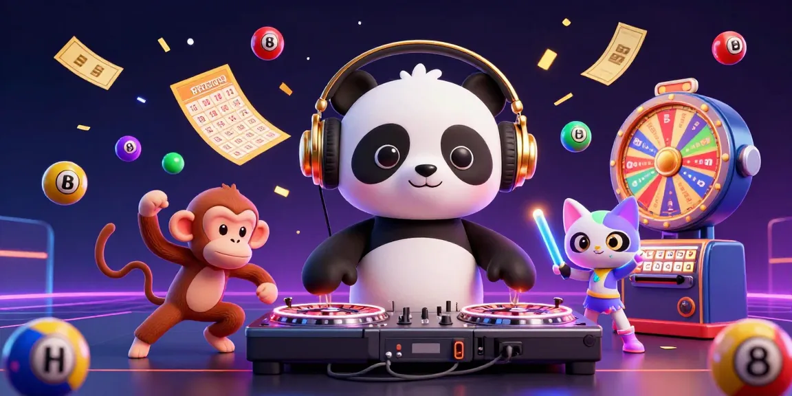 Engage with vibrant 188BET entertainment featuring a DJ panda, dancing monkey, and glow-stick kitten.
