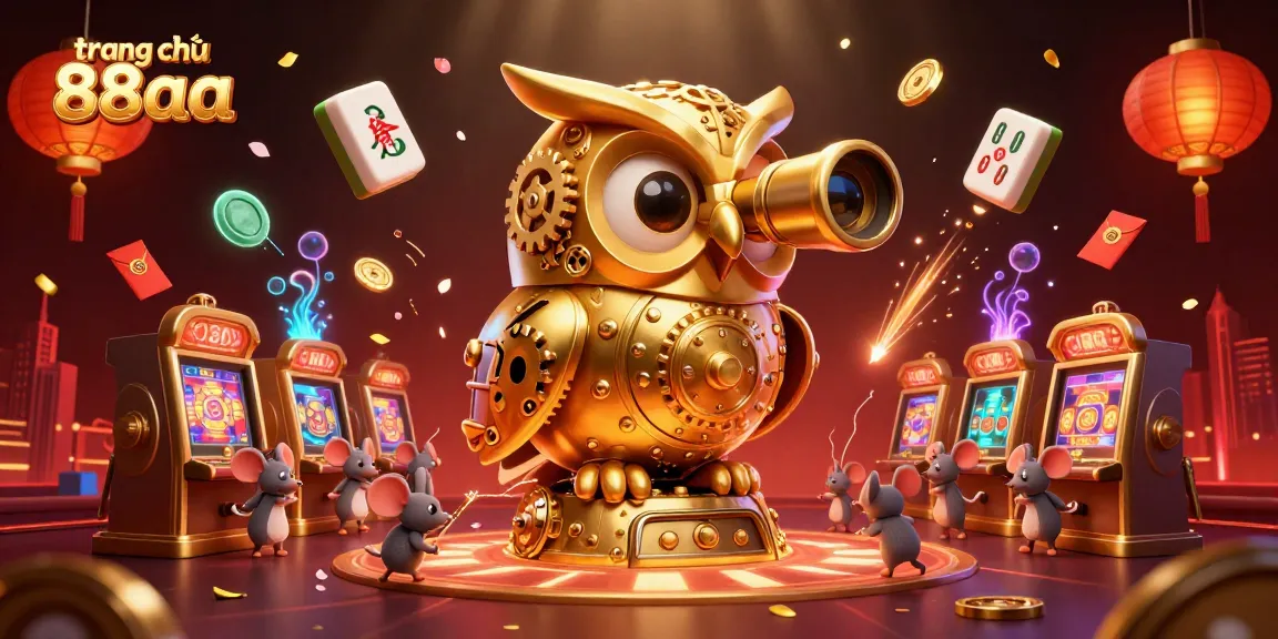 Engage with "trang chủ 88aa" in a dynamic casino scene featuring an owl and mice in action.
