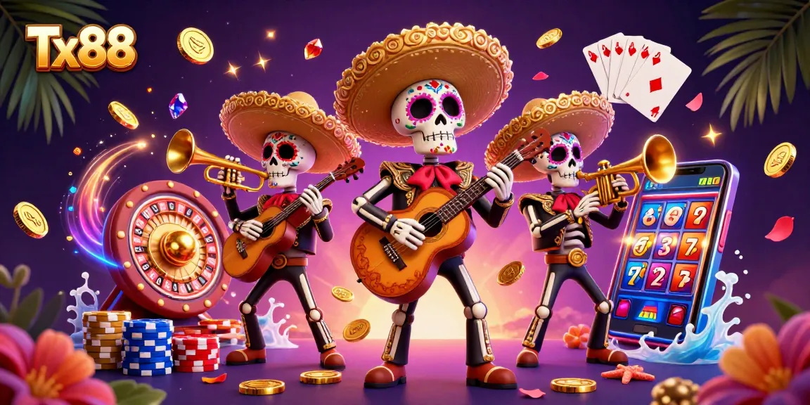 Experience the vibrant Tx88 casino scene with 3D mariachis and golden winnings!