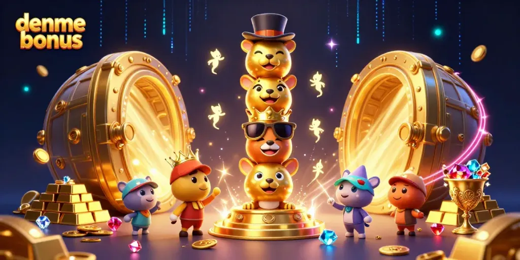 Engage with deneme bonus opportunities at the vibrant casino-themed illustration, showcasing a totem and treasures.
