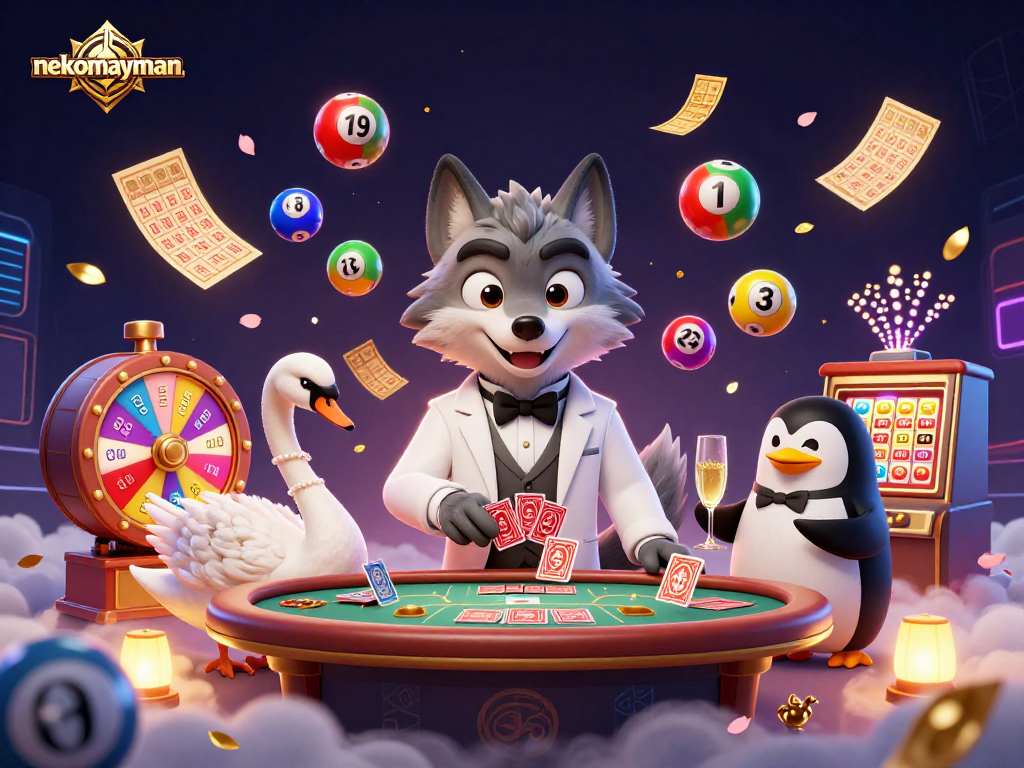 Experience the thrill of nekomayman with exciting characters at a vibrant casino setting.