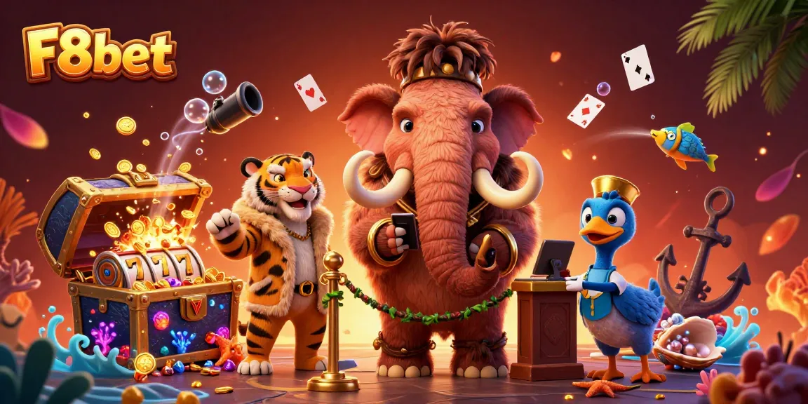 Experience thrilling gameplay with F8bet's immersive casino scene featuring vibrant characters and dynamic elements.