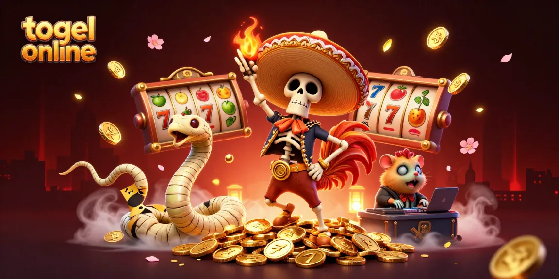 Engage in togel online with an exhilarating scene featuring a dancing mariachi rooster, a mummy snake, and a DJ hamster.
