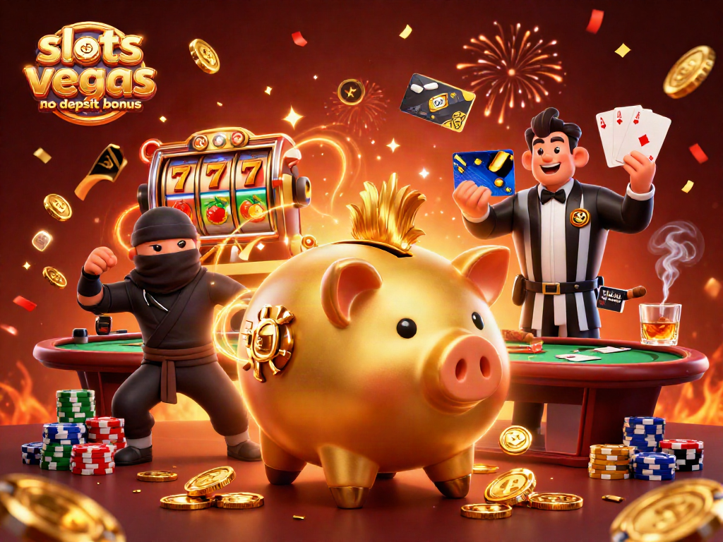 Experience the excitement with slots of vegas no deposit bonus as characters engage in a dynamic casino scene.
