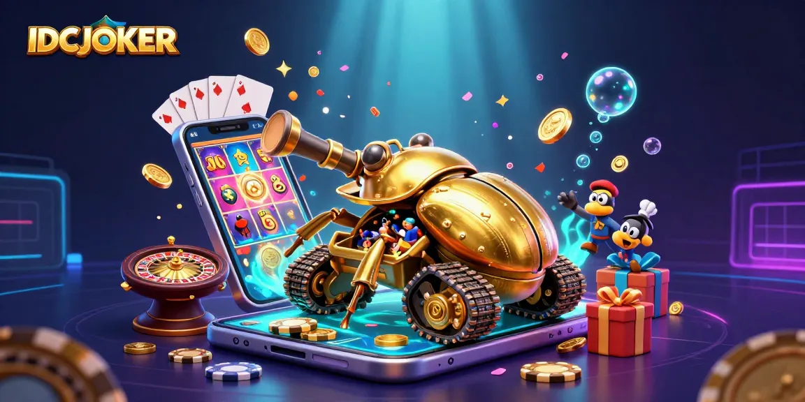 IDCJOKER offers a vibrant casino experience with games and lively action in this 3D illustration.