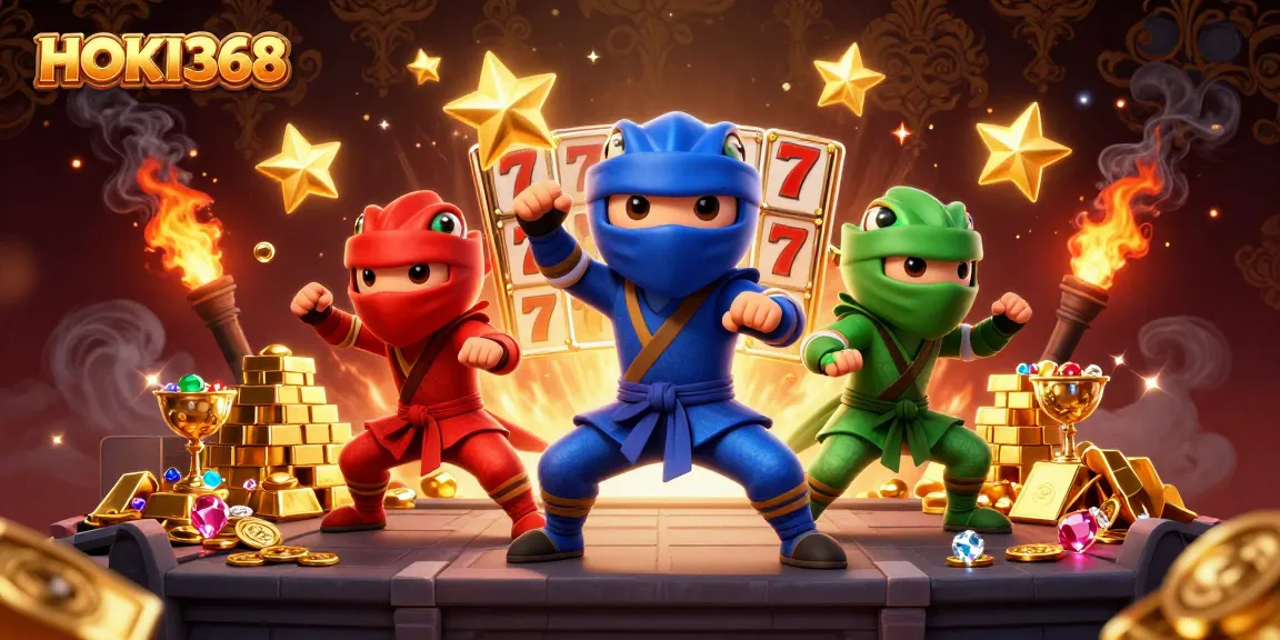 Experience thrilling gambling adventures with HOKI368, where ninja chameleons embody excitement amidst dynamic casino elements.