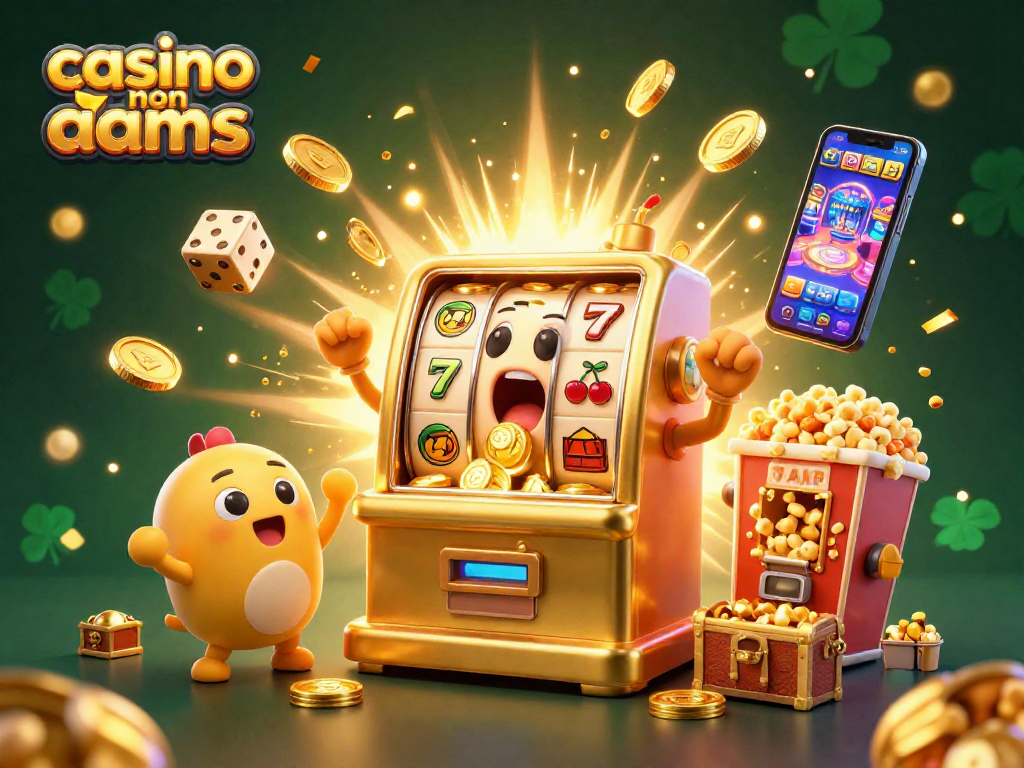 Gioca ai casino non AAMS mentre una macchina slot dorata festeggia vincite spettacolari e getta monete d'oro.