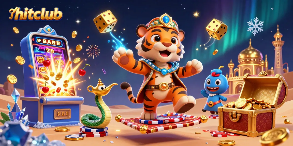 Experience captivating winning moments at hitclub with this vibrant casino-themed illustration.