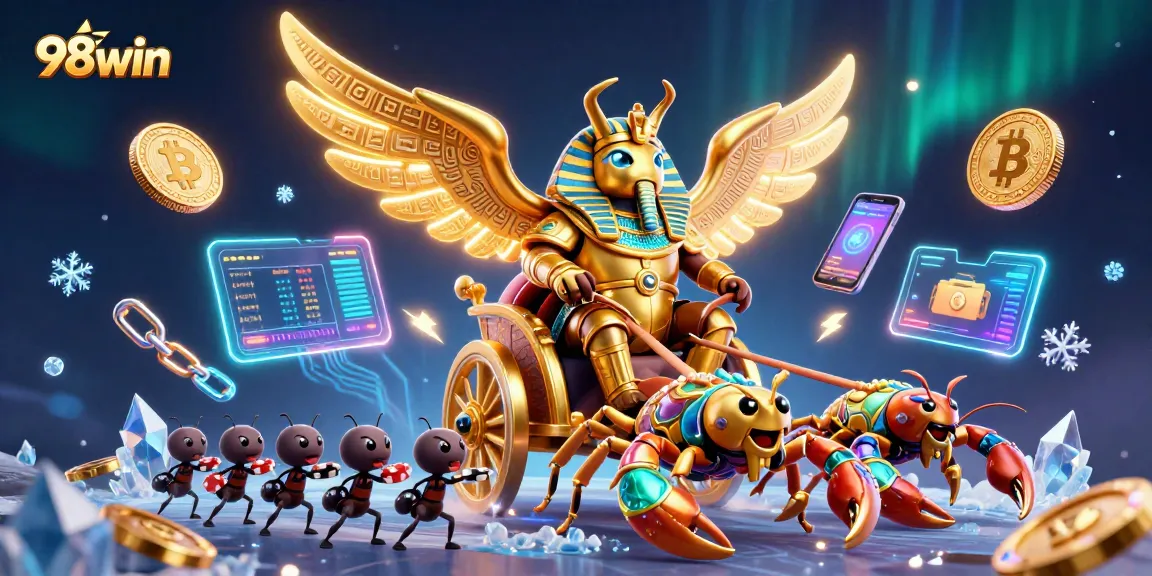 Experience thrilling action with 98win showcasing a vibrant 3D casino scene featuring characters and gaming elements.