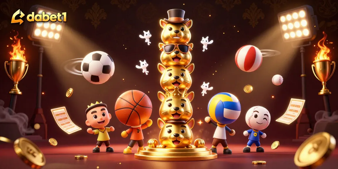 Play exciting sports with dabet1, illustrated in vibrant 3D detail showcasing gaming elements.