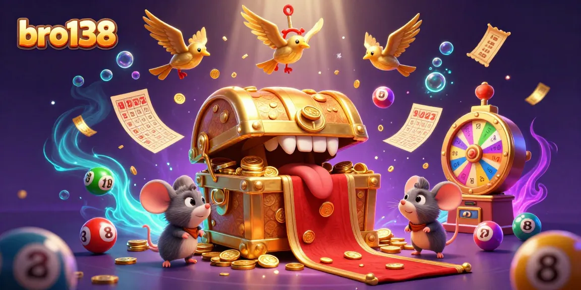 Win big at bro138 with a vibrant 3D casino illustration showcasing thrilling games and colorful rewards.