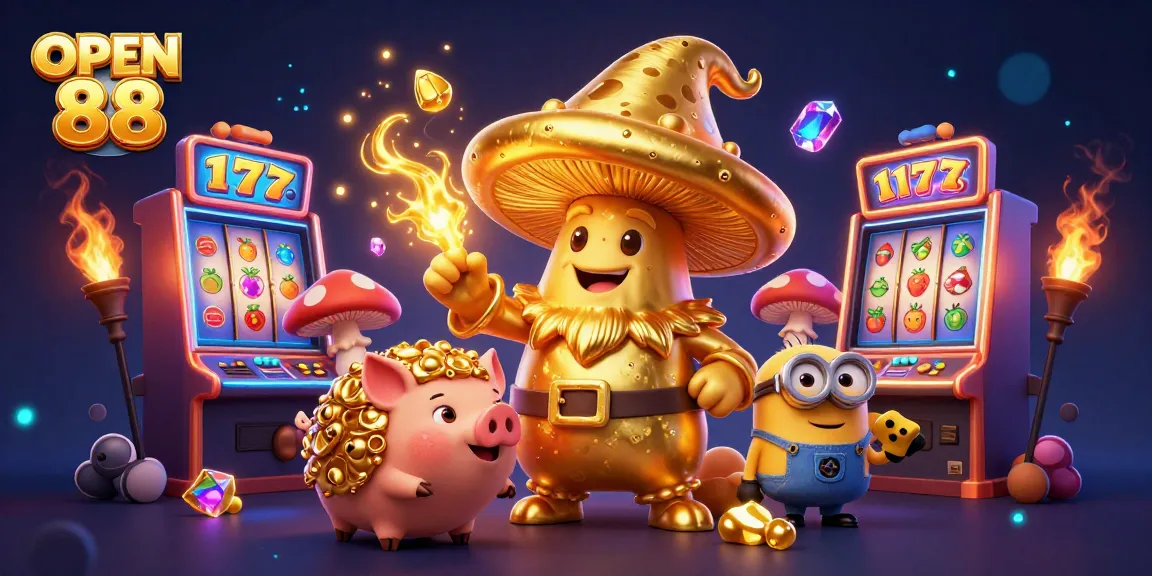 Experience the excitement of OPEN 88 with a magical 3D casino scene featuring rewarding slot games.