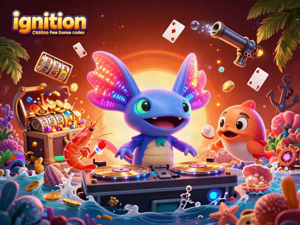 Engage with ignition casino free bonus codes in a vibrant underwater casino scene featuring lively characters.