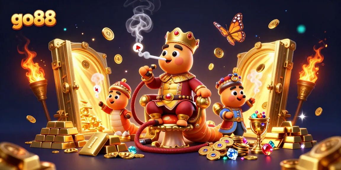 Experience the thrill of go88's gaming world with a 3D masterpiece showcasing vibrant casino elements and characters.