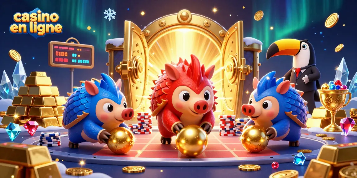 Jouer à des jeux sur un casino en ligne avec des pangolins et des pièces dorées animées.