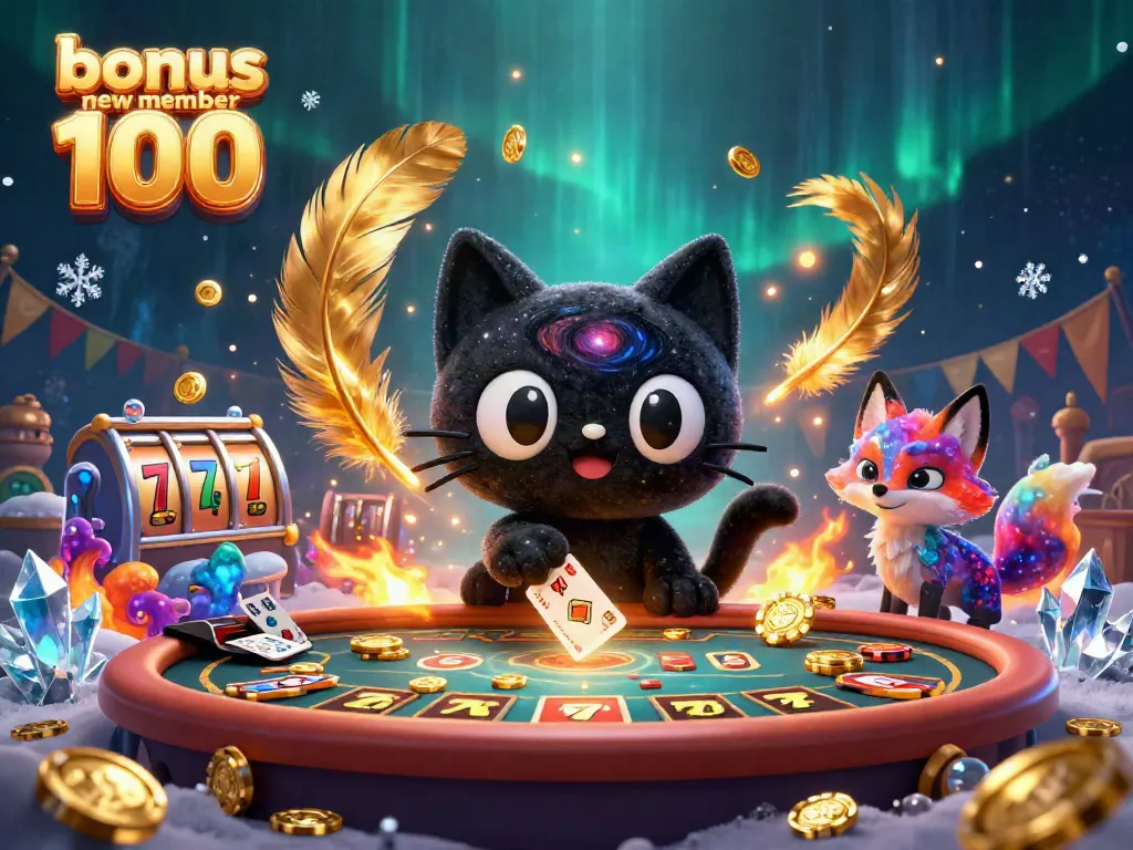 Experience winning excitement with bonus new member 100 in a vibrant cosmic casino scene.